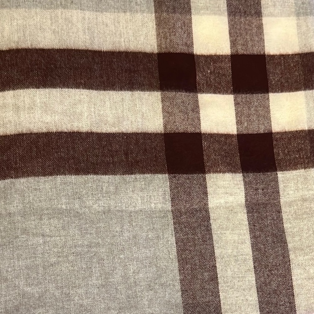 Plaid Scarf in Gray and Burgundy made in Germany by Etereo so soft!